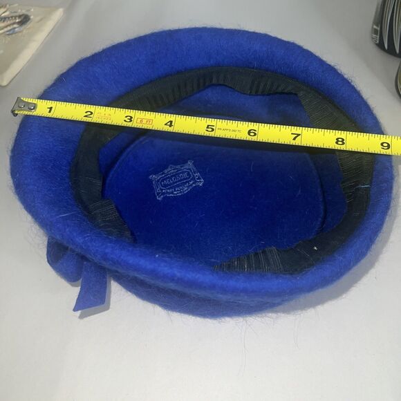 Vintage Women’s Henry Pollack Glenover 100% Wool Blue  Hat W/ Trim main image 8